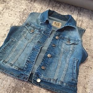 Love culture Denim waist jacket, size small, dark and light denim,